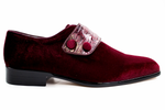 Belvedere Fede Velvet & Crocodile Strap Loafers Scarlet Red