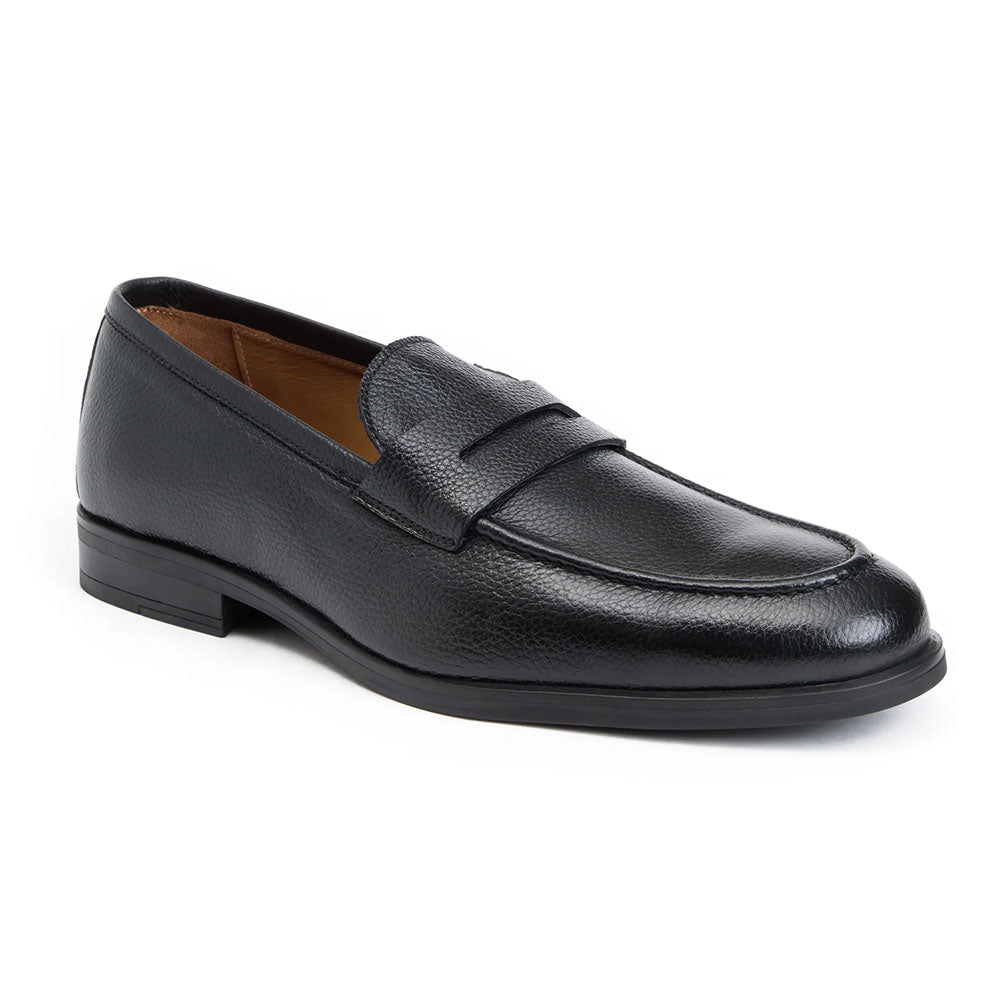 Bruno Magli Flavio Italian Tumbled Leather Penny Loafer Black