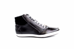 Belvedere Franco Crocodile & Soft Calfskin High Top Sneakers Black