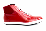 Belvedere Franco Crocodile & Soft Calfskin High Top Sneakers Red