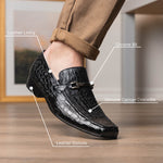 Marco Di Milano Fabro Caiman Crocodile Bit Loafers Black