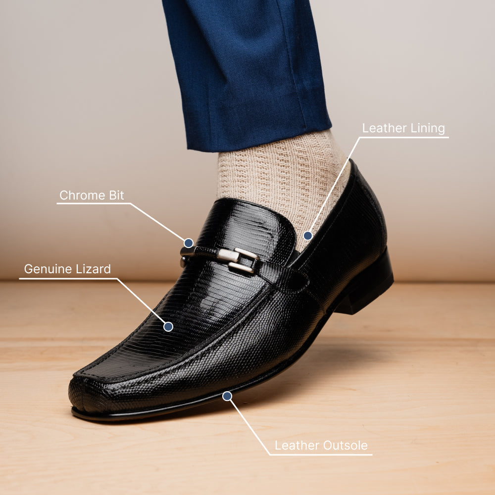 Marco Di Milano Fabro Lizard Bit Loafers Black