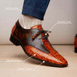Marco Di Milano Anzio Alligator & Calfskin Derby Brandy