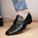 Marco Di Milano Landro Caiman Crocodile Bit Loafers Black