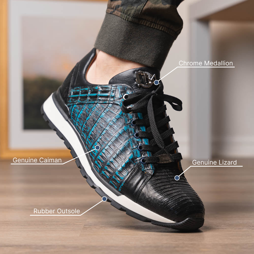 Marco Di Milano Portici Caiman & Lizard Sneakers Blue Combo