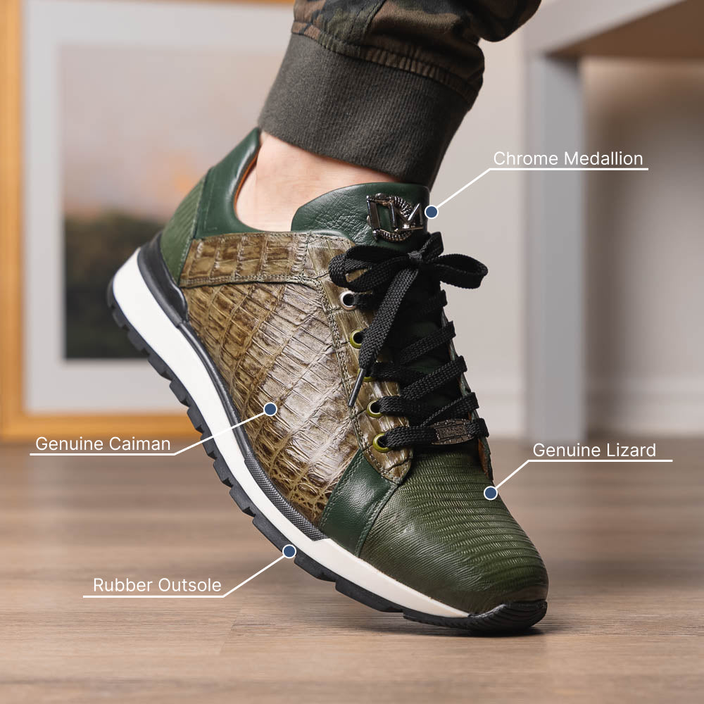 Marco Di Milano Portici Caiman & Lizard Sneakers Green Combo