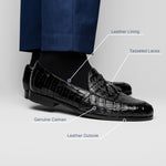 Marco Di Milano Bianchi Caiman Crocodile Tassel Loafers Black