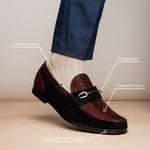 Marco Di Milano Hugo Sueded Ostrich Leg Bit Loafers Wine / Black