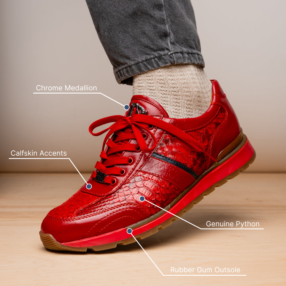 Marco Di Milano Brescia Python & Calfskin Sneakers Red