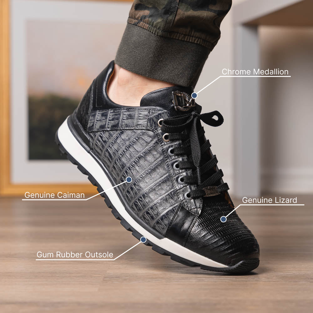 Marco Di Milano Portici Caiman & Lizard Sneakers Gray Combo