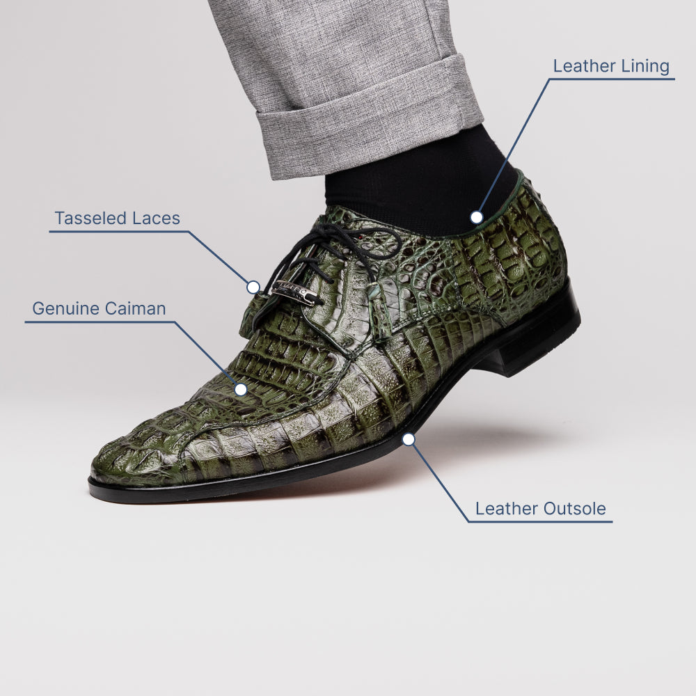 Marco Di Milano Apricena Caiman Crocodile Derby Green