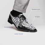 Marco Di Milano Caribe Caiman Crocodile Derby Newspaper / Black