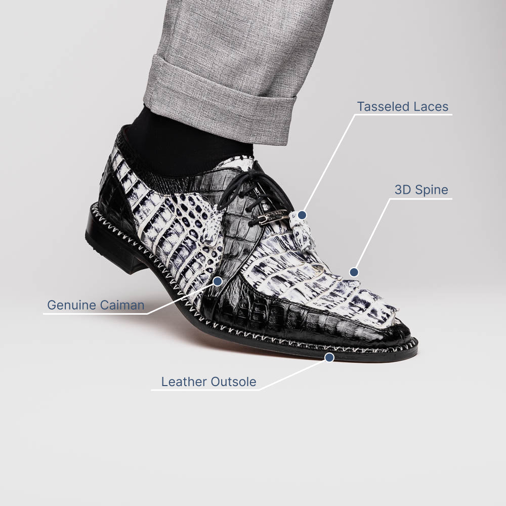 Marco Di Milano Caribe Caiman Crocodile Derby Newspaper / Black