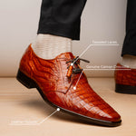Marco Di Milano Lacio Caiman Crocodile Derby Brandy