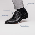 Marco Di Milano Apricena Caiman Crocodile Derby Black