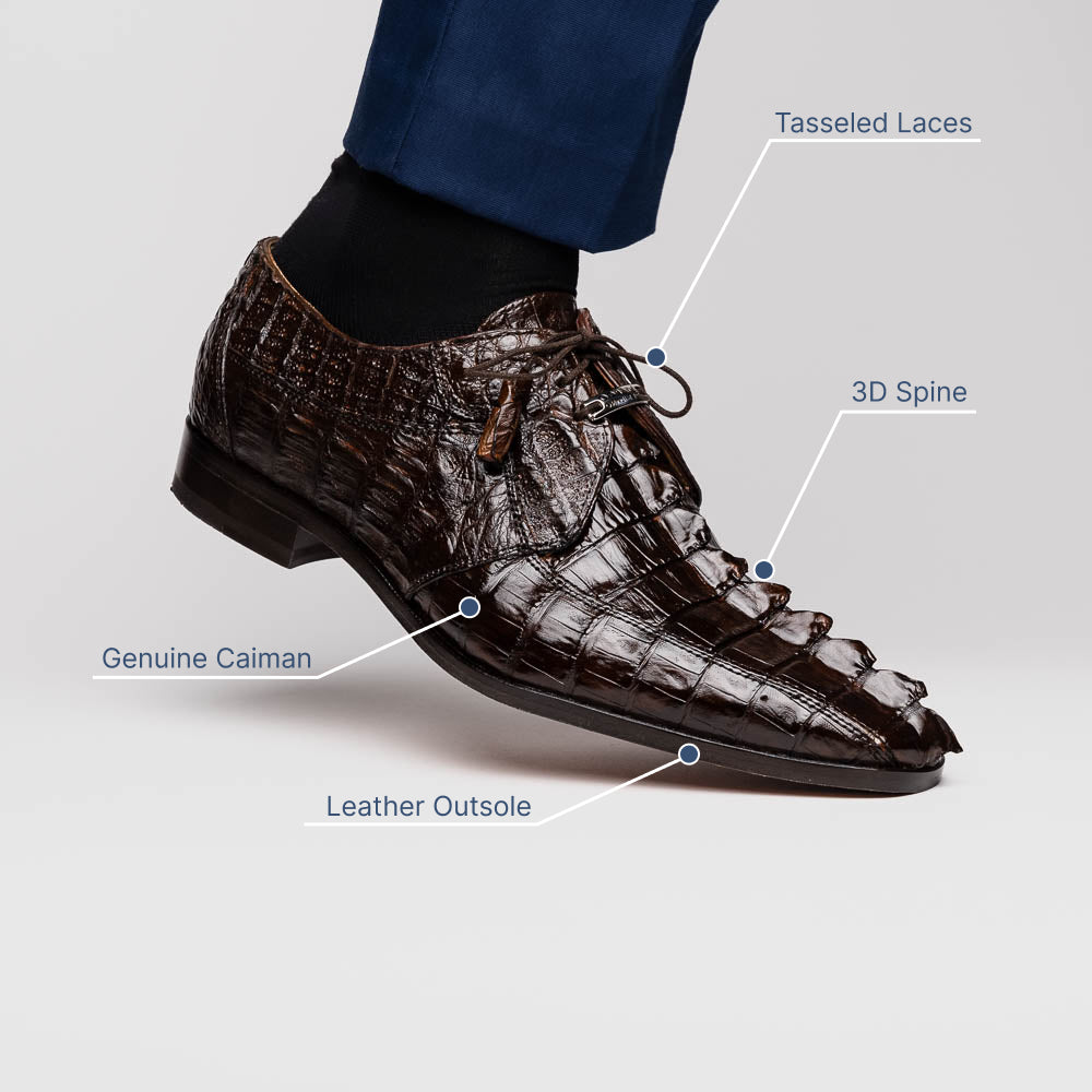 Marco Di Milano Cancun Caiman Crocodile Derby Brown