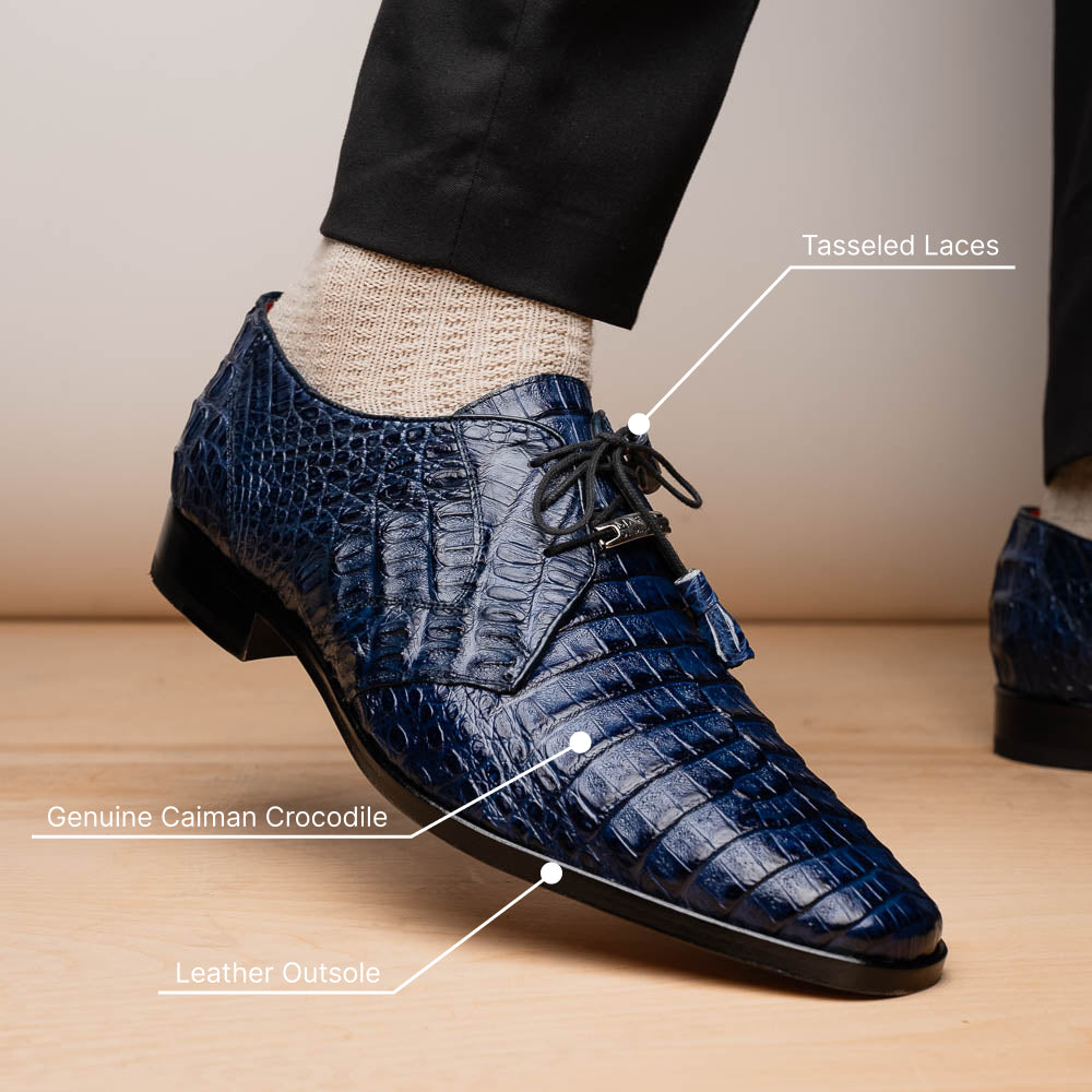 Marco Di Milano Lacio Caiman Crocodile Derby Navy
