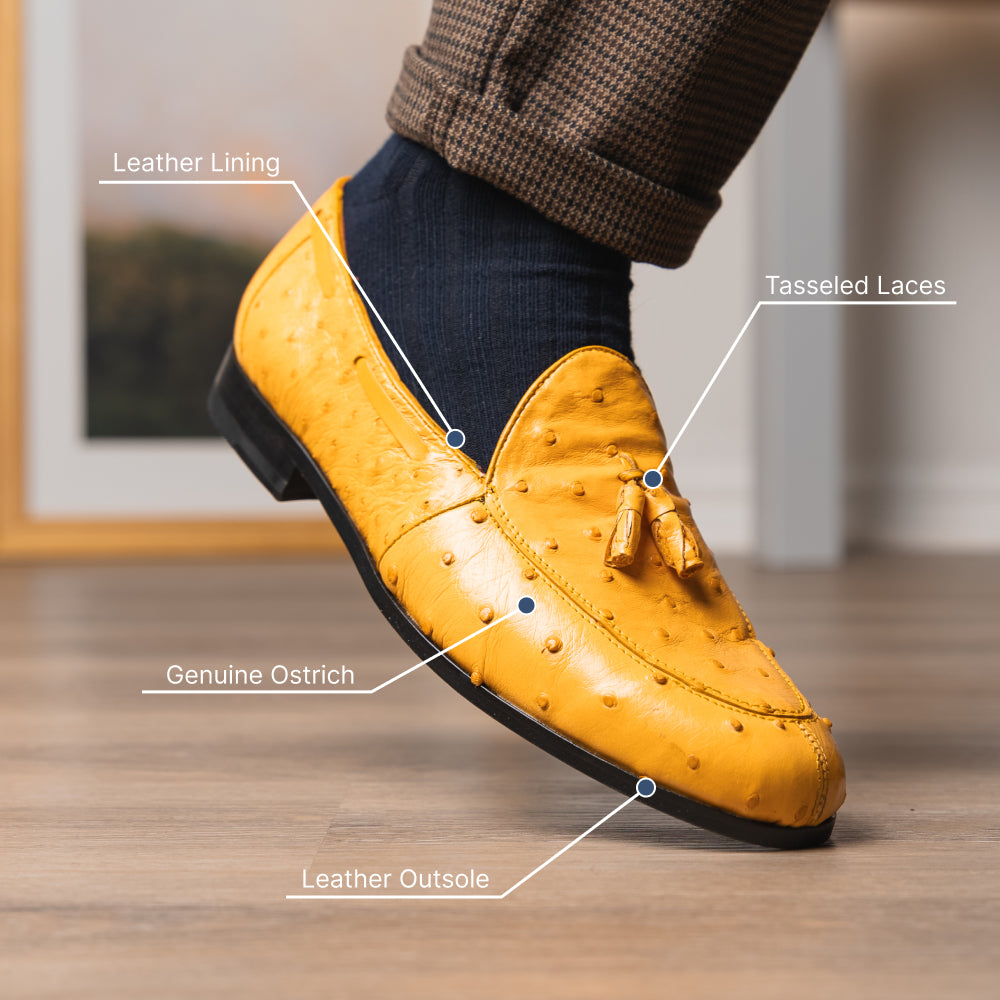 Marco Di Milano Aubiere Ostrich Quill Tassel Loafers Buttercup