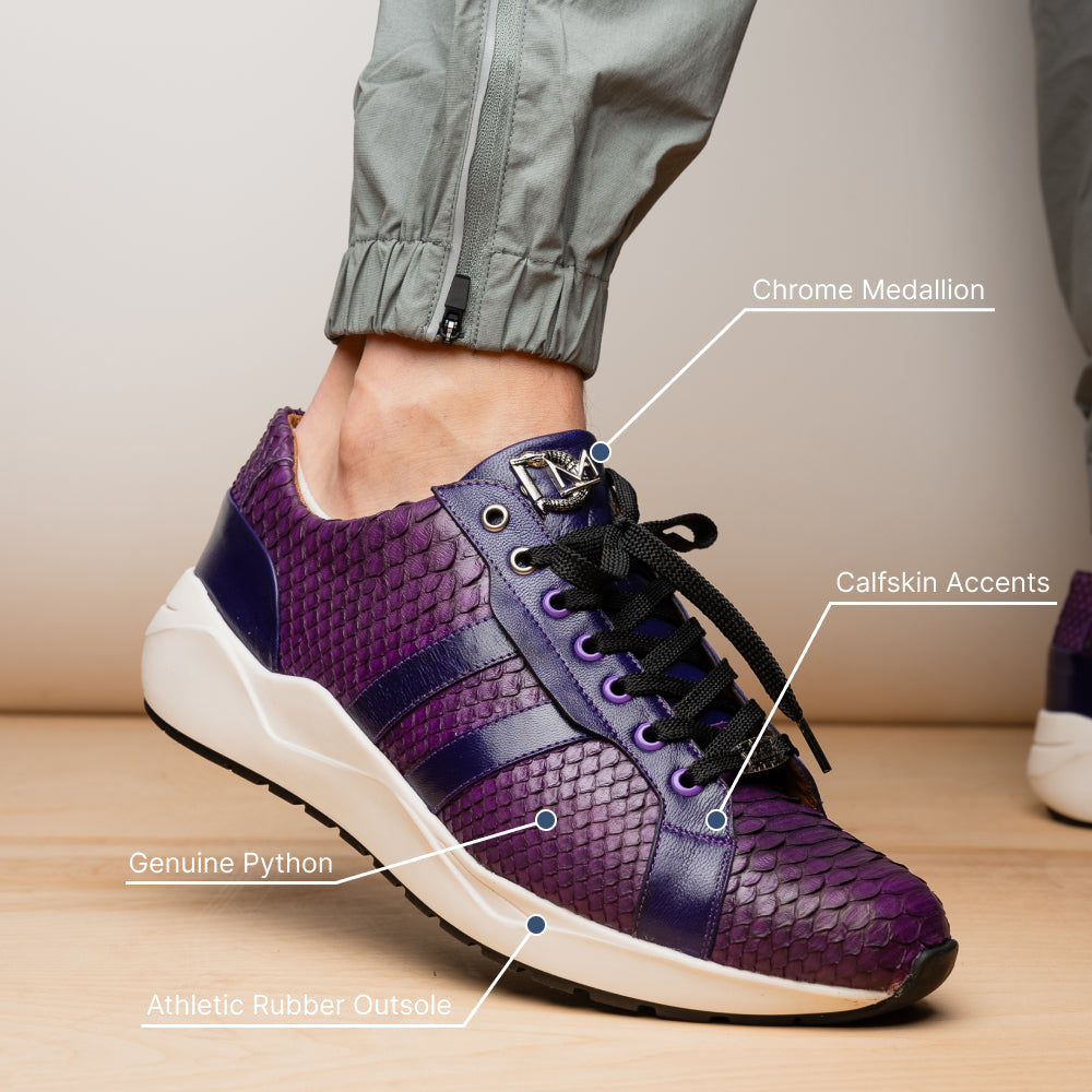 Marco Di Milano Verona Python & Calfskin Sneakers Purple