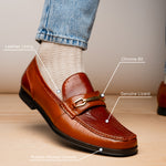 Marco Di Milano Hugo Lizard & Calfskin Bit Loafers Cognac