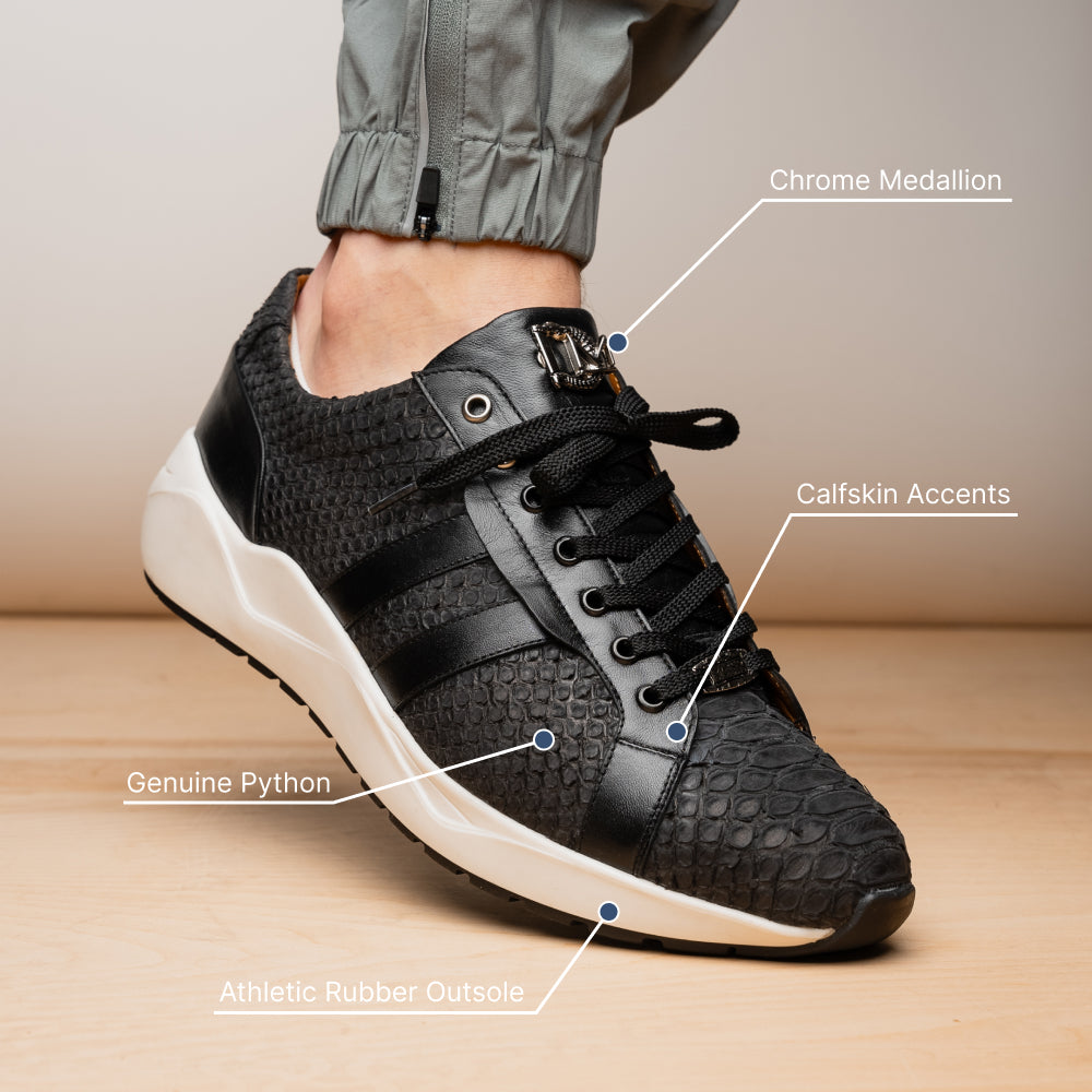 Marco Di Milano Verona Python & Calfskin Sneakers Black