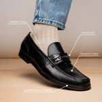 Marco Di Milano Hugo Lizard & Calfskin Bit Loafers Black