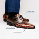 Marco Di Milano Anzio Alligator & Calfskin Derby Orix Brown