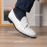 Marco Di Milano Aubiere Ostrich Quill Tassel Loafers White