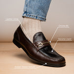 Marco Di Milano Hugo Lizard & Calfskin Bit Loafers Brown