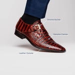 Marco Di Milano Rovigo Caiman Crocodile Monk Strap Cognac