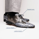 Marco Di Milano Anzio Alligator & Calfskin Derby Newspaper / Grey