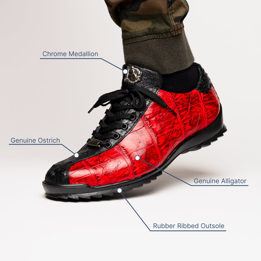 Marco Di Milano Saulo Alligator & Ostrich Sneakers Black Cherry