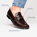 Marco Di Milano Hugo Alligator Bit Loafers Brown