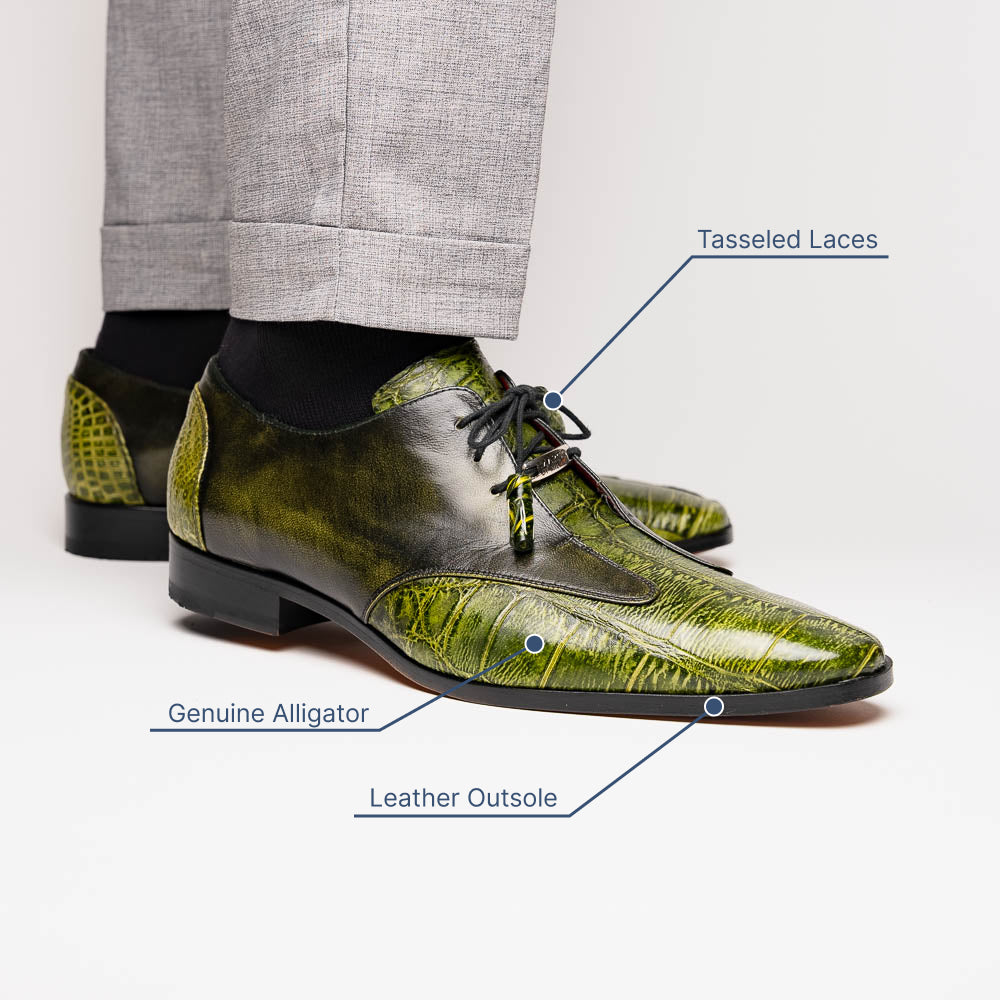 Marco Di Milano Anzio Alligator & Calfskin Derby Green
