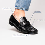 Marco Di Milano Hugo Alligator Bit Loafers Black