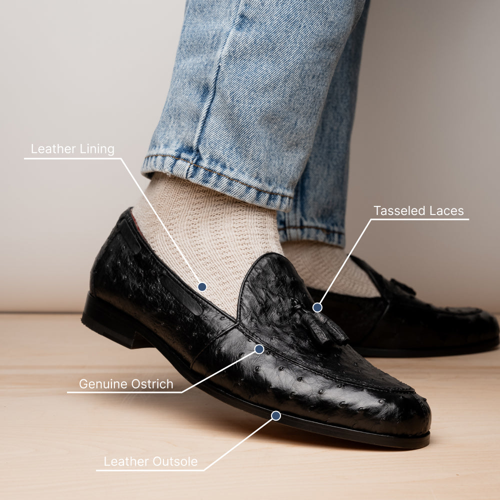 Marco Di Milano Aubiere Ostrich Quill Tassel Loafers Black