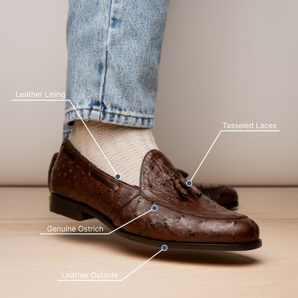 Marco Di Milano Aubiere Ostrich Quill Tassel Loafers Brown