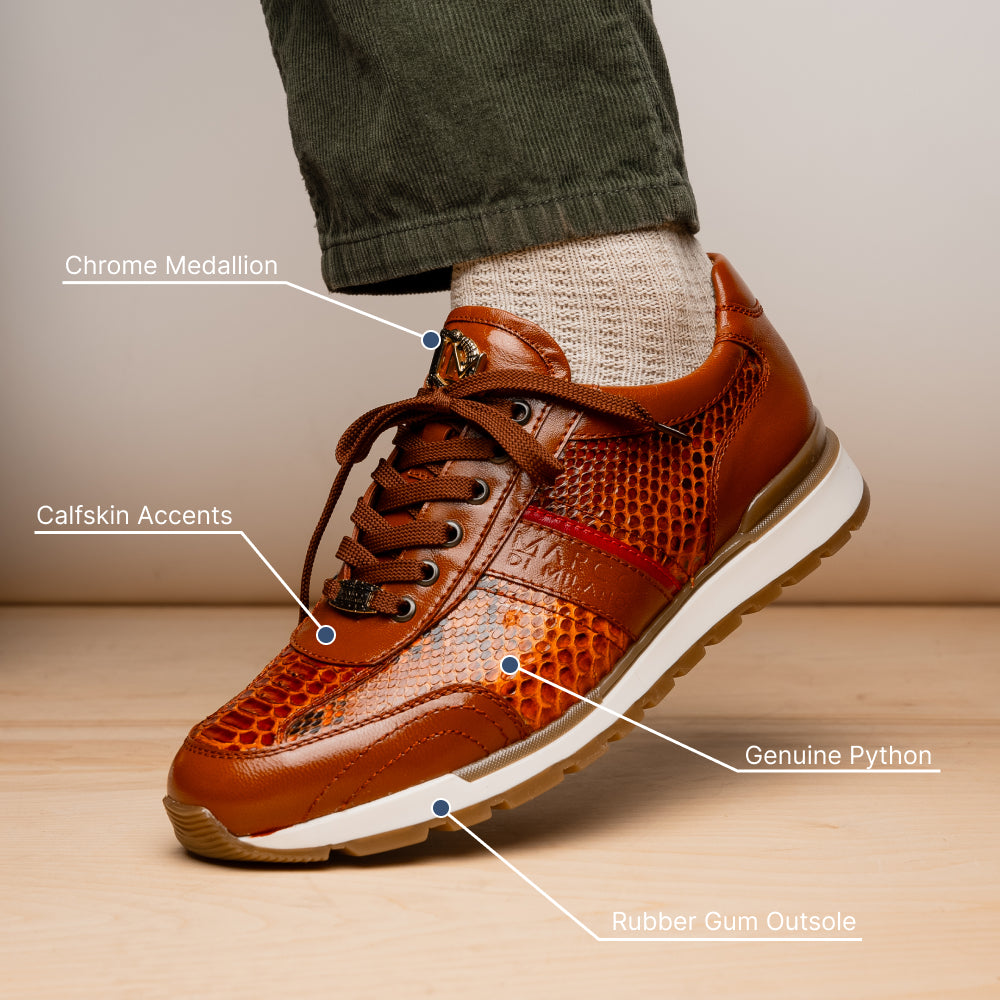 Marco Di Milano Brescia Python & Calfskin Sneakers Honey