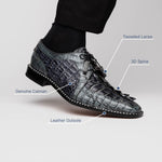 Marco Di Milano Caribe Caiman Crocodile Derby Dark Grey