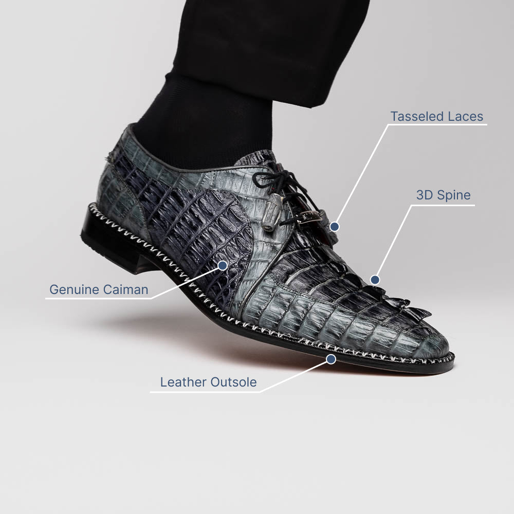 Marco Di Milano Caribe Caiman Crocodile Derby Dark Grey