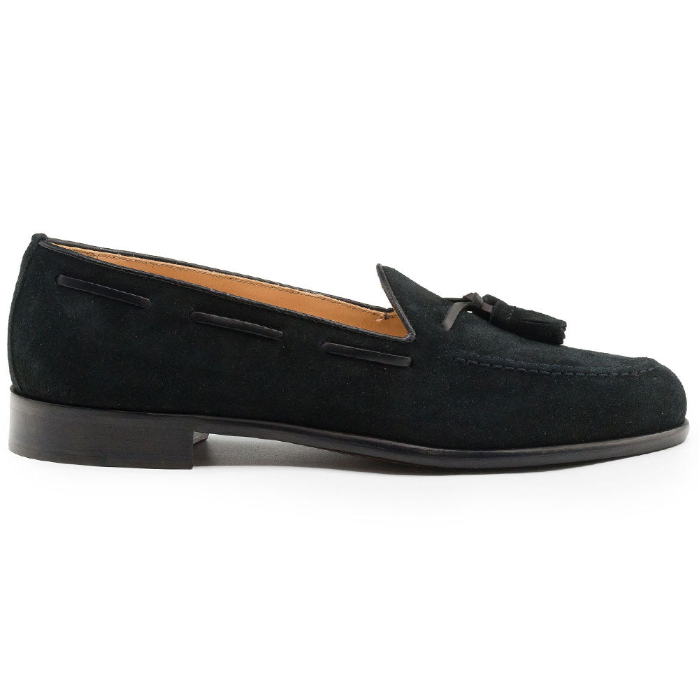Zelli Franco Italian Sueded Goatskin Tassel Loafer Black