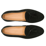 Zelli Franco Italian Sueded Goatskin Tassel Loafer Black (16-583-BLK)