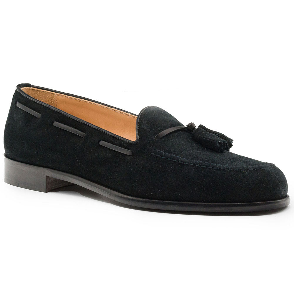 Zelli Franco Italian Sueded Goatskin Tassel Loafer Black (16-583-BLK)