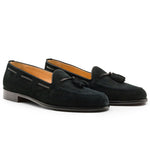 Zelli Franco Italian Sueded Goatskin Tassel Loafer Black (16-583-BLK)