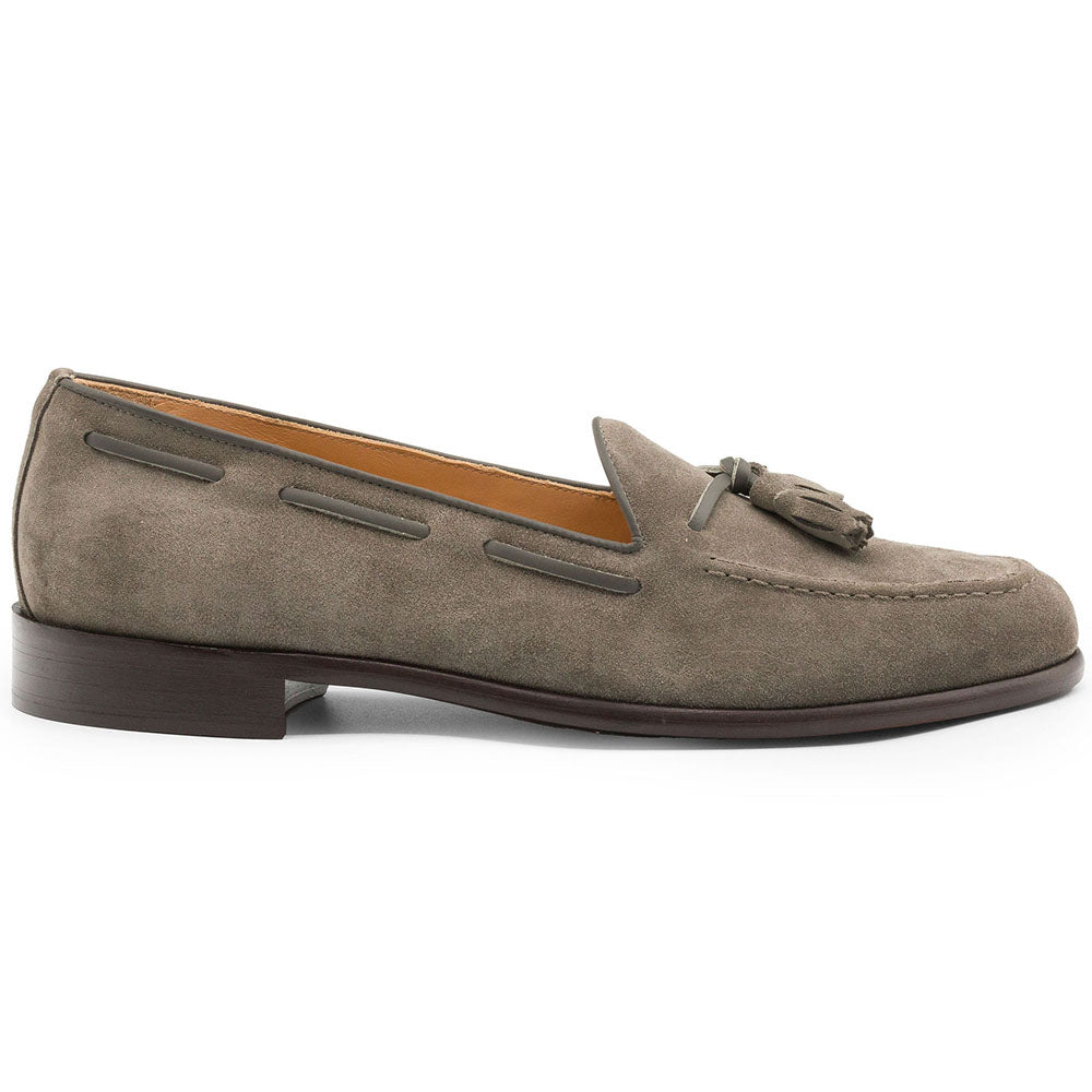 Zelli Franco Italian Sueded Goatskin Tassel Loafer Taupe