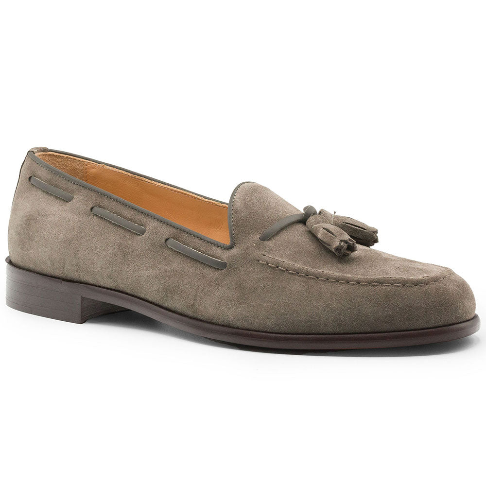 Zelli Franco Italian Sueded Goatskin Tassel Loafer Taupe (16-583-TPE)