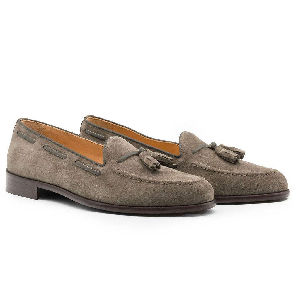 Zelli Franco Italian Sueded Goatskin Tassel Loafer Taupe (16-583-TPE)