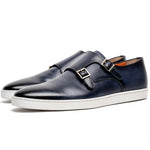 Santoni Freemont 01 Double Buckle Sneaker Light Blue