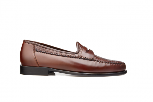 Belvedere Giotto Ostrich Leg & Calfskin Penny Loafers Cognac