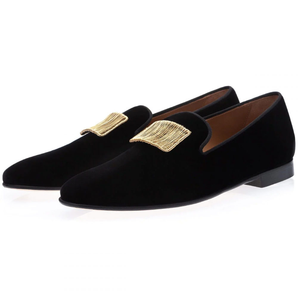 Superglamorous Godiva Velour Slippers Black